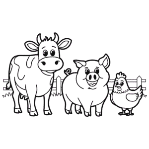 Disegno facile di Amici animali della fattoria