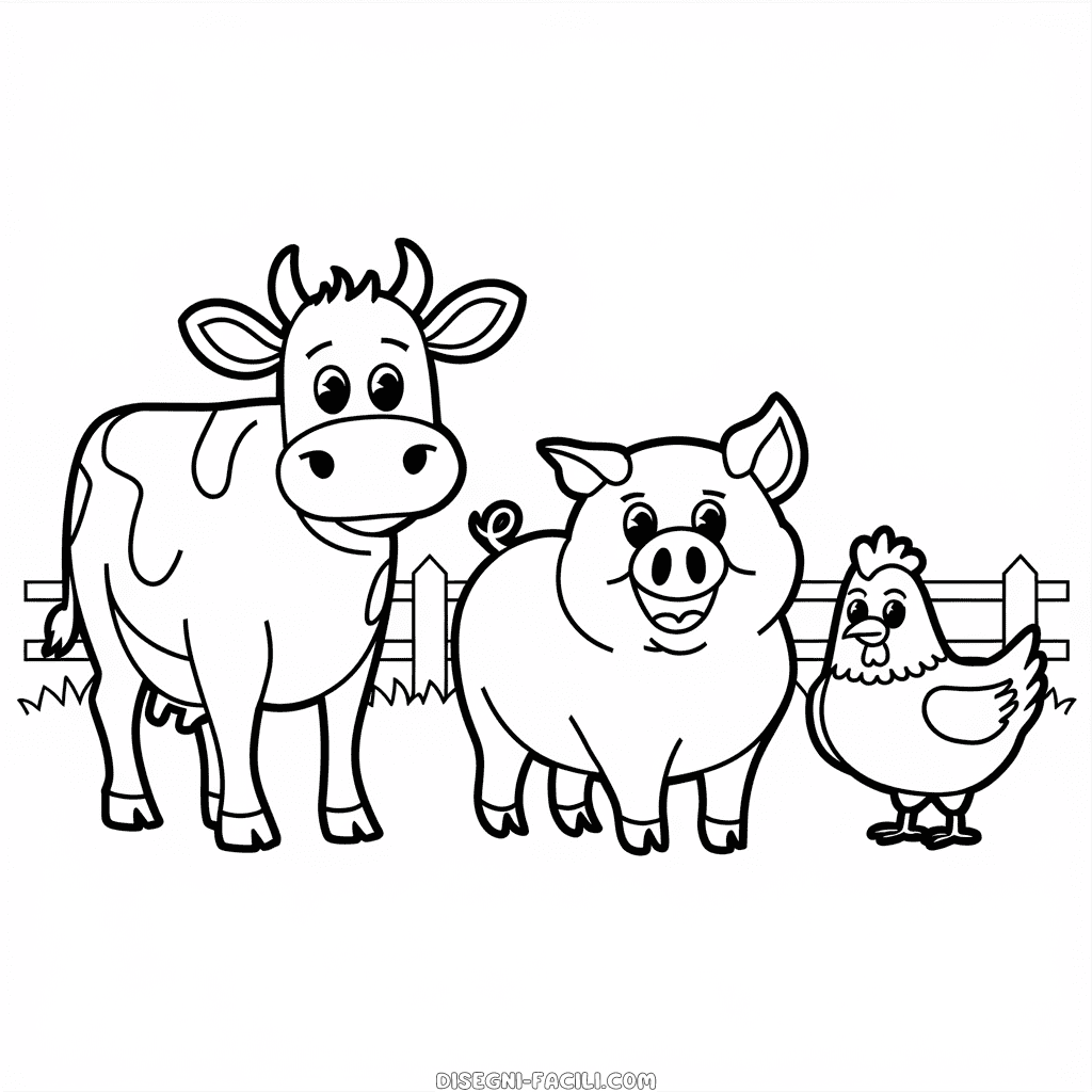 Disegno facile di Amici animali della fattoria