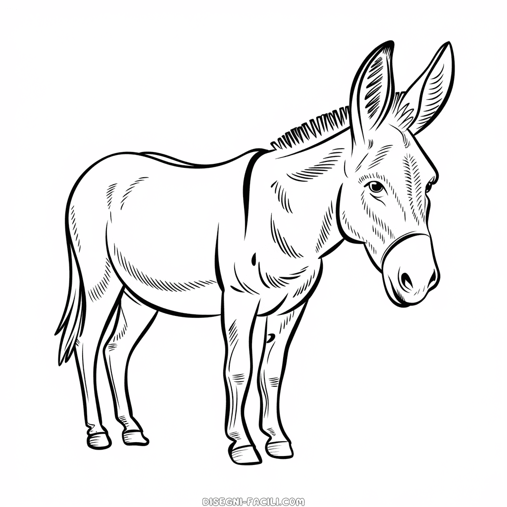 Disegno facile di Asino realistico