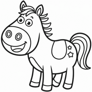 Disegno facile di Cavallo cartoon felice