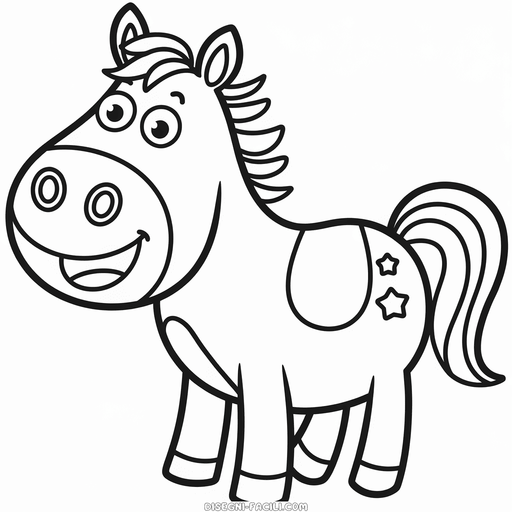 Disegno facile di Cavallo cartoon felice