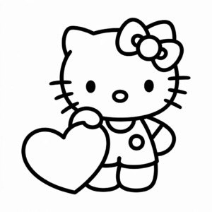 Disegno facile di Ciao Kitty e Cuore