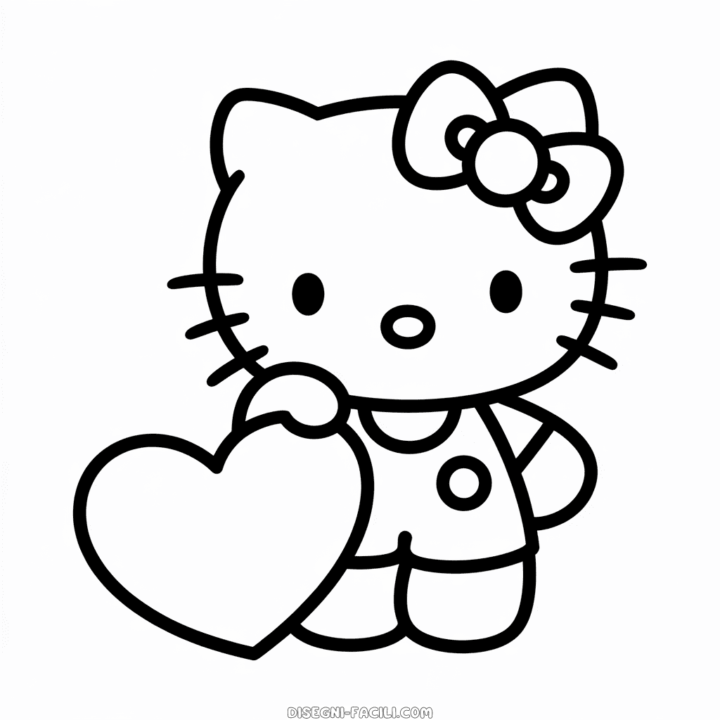 Disegno facile di Ciao Kitty e Cuore