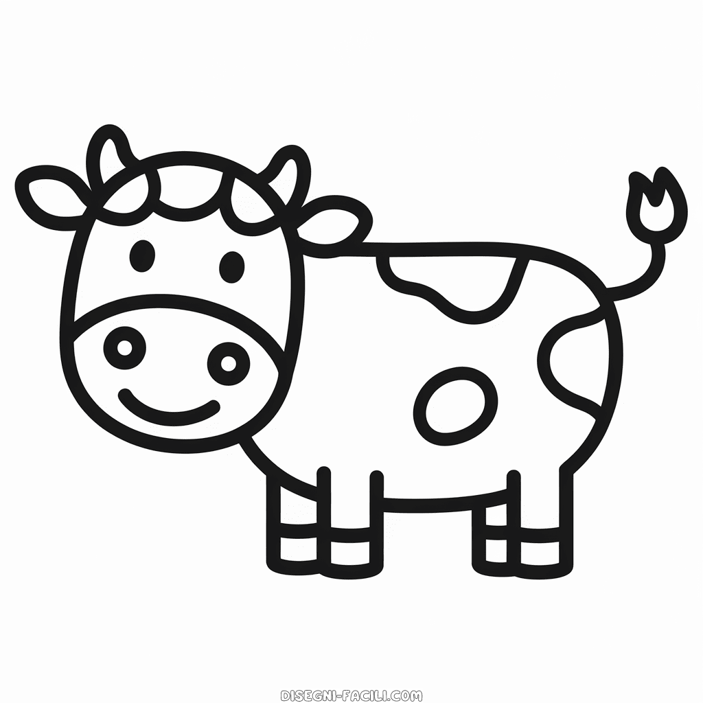 Disegno facile di Mucca bianca e nera