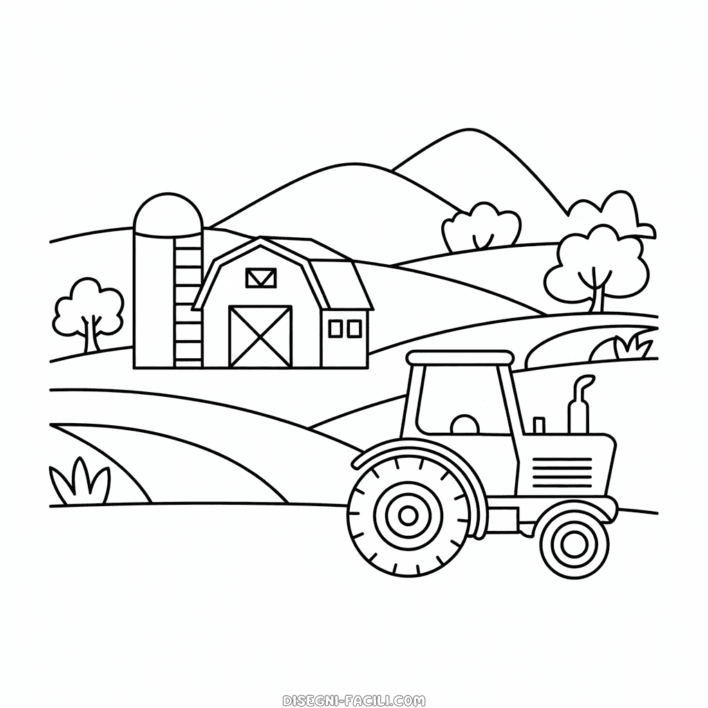 Disegno facile di Paesaggio agricolo