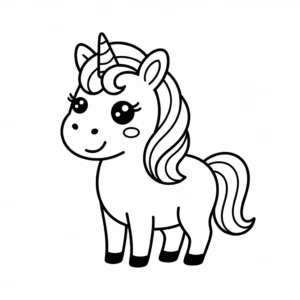 Disegno facile di Unicorno Bianco e Nero