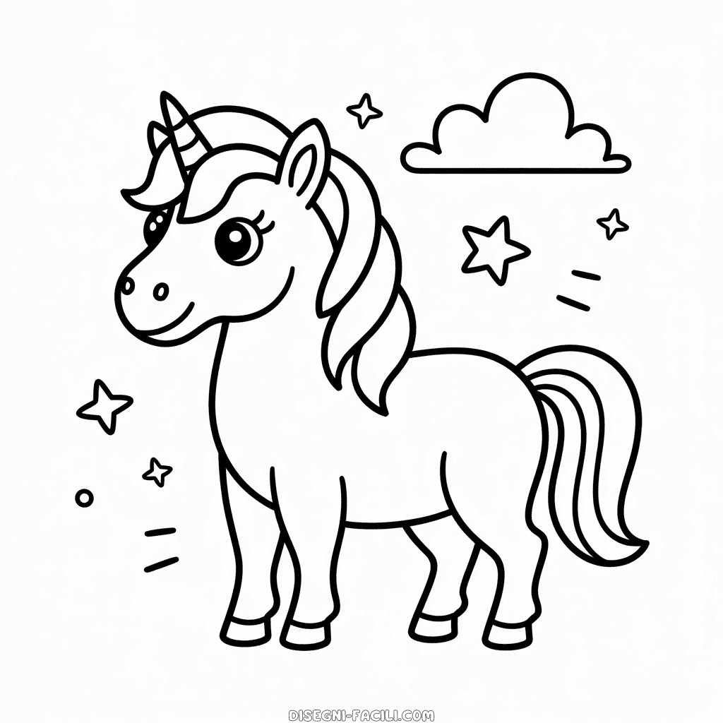 Disegno facile di Unicorno dei cartoni animati