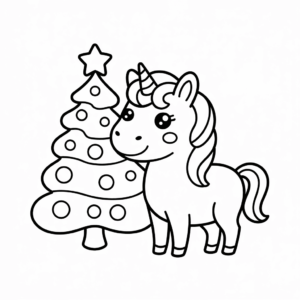 Disegno facile di Unicorno di Natale