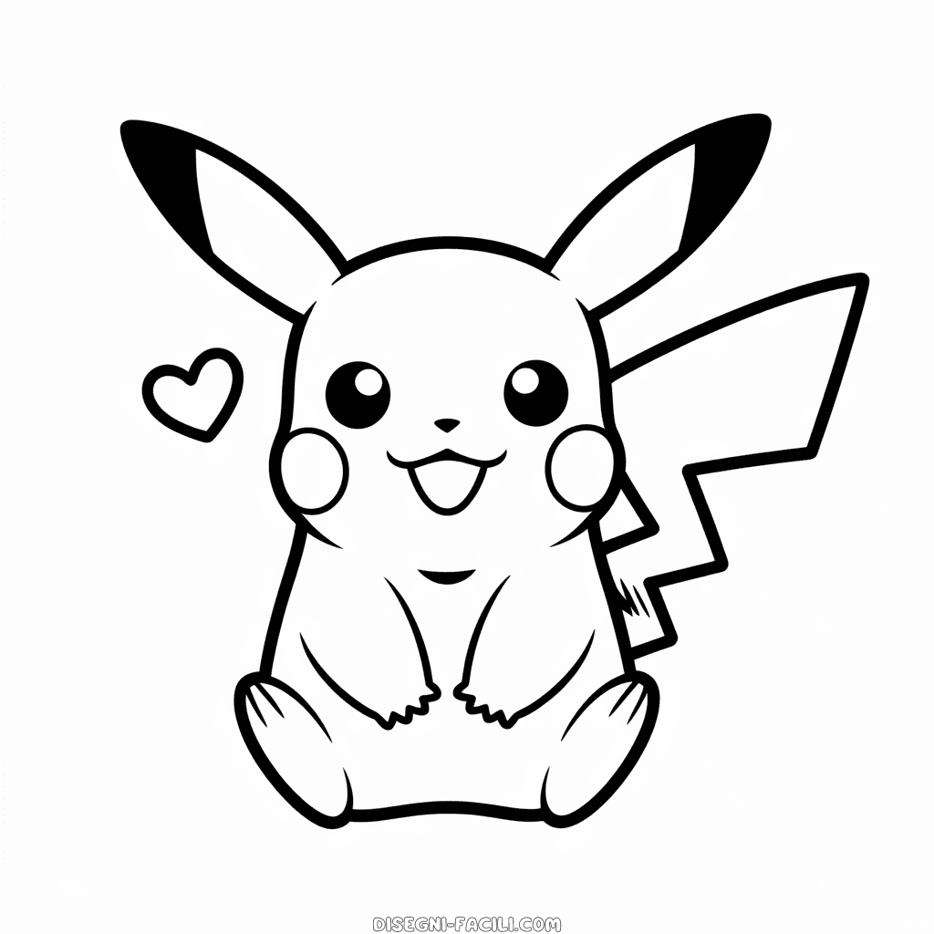 Disegno Facile di Adorabile Pikachu
