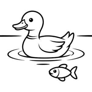 Disegno Facile di Anatra nell'acqua