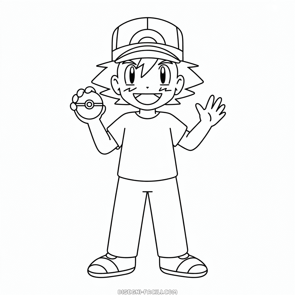 Disegno Facile di Ash Ketchum Pokémon
