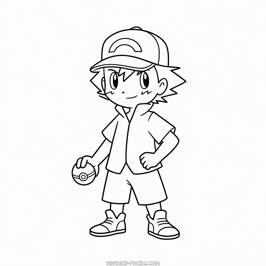 Disegno Facile di Ash Maestro Pokémon