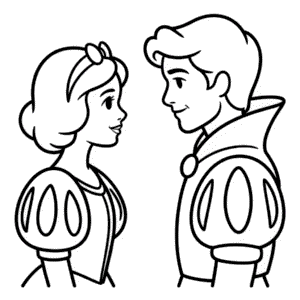 Disegno Facile di Biancaneve e il Principe