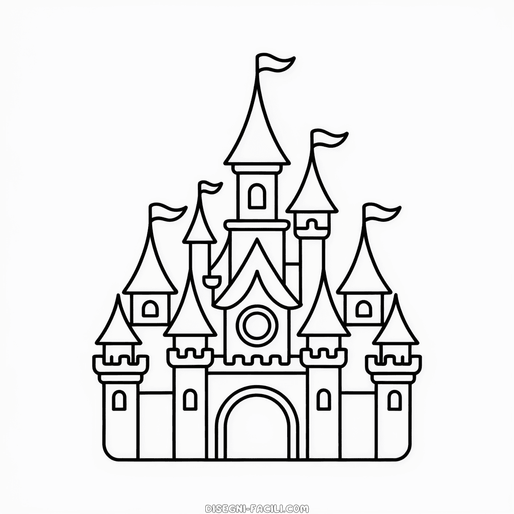 Disegno Facile di Castello delle Principesse Disney