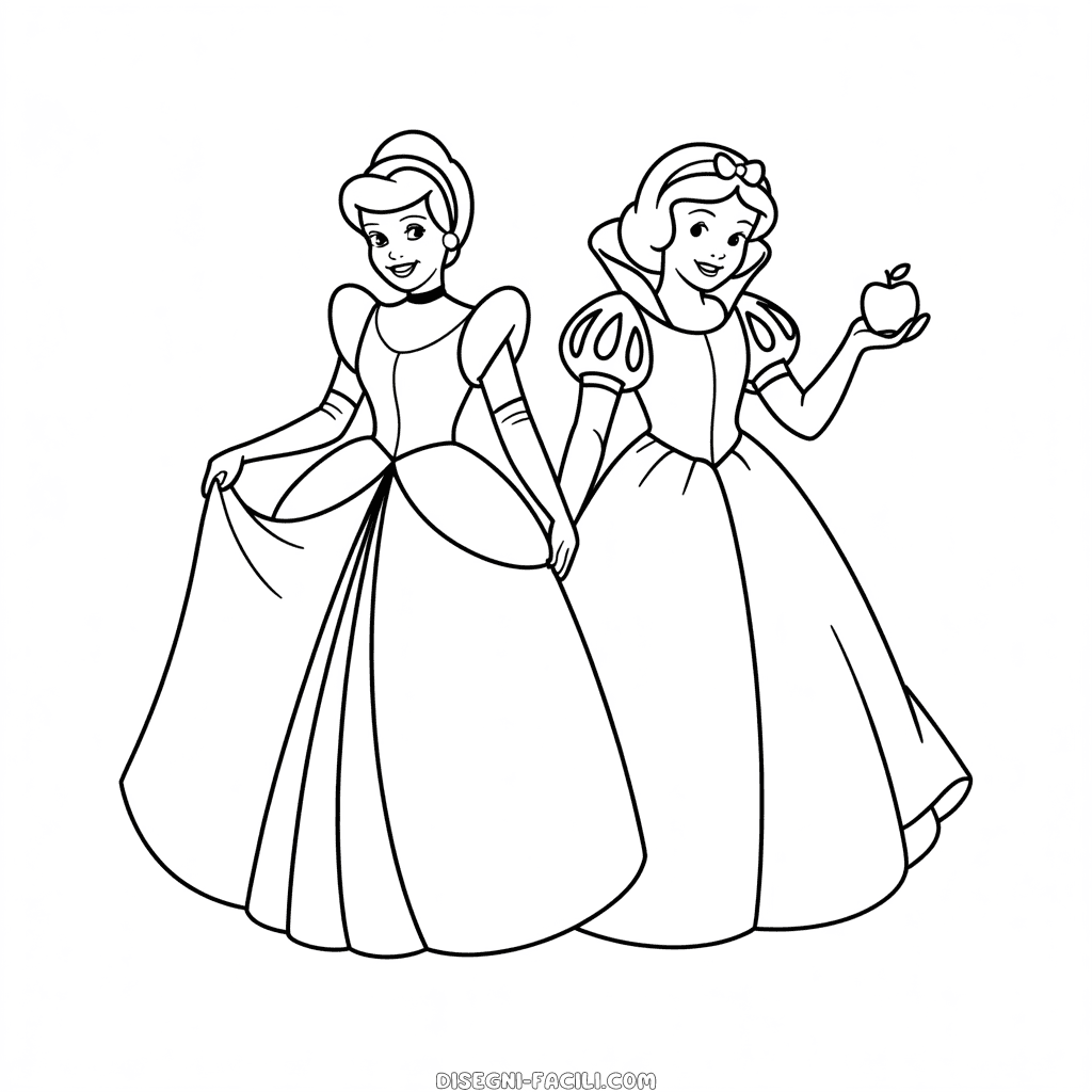Disegno Facile di Cenerentola e Biancaneve