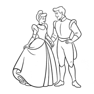 Disegno Facile di Cenerentola e il Principe Azzurro