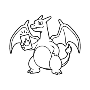 Disegno Facile di Charizard che gioca a Carte Pokémon