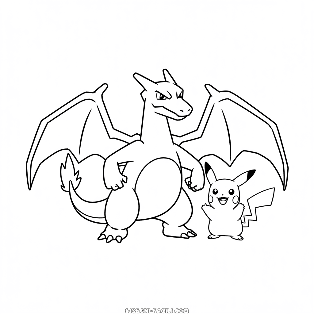 Disegno Facile di Charizard e Pikachu