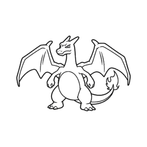 Disegno Facile di Charizard Nero e Bianco