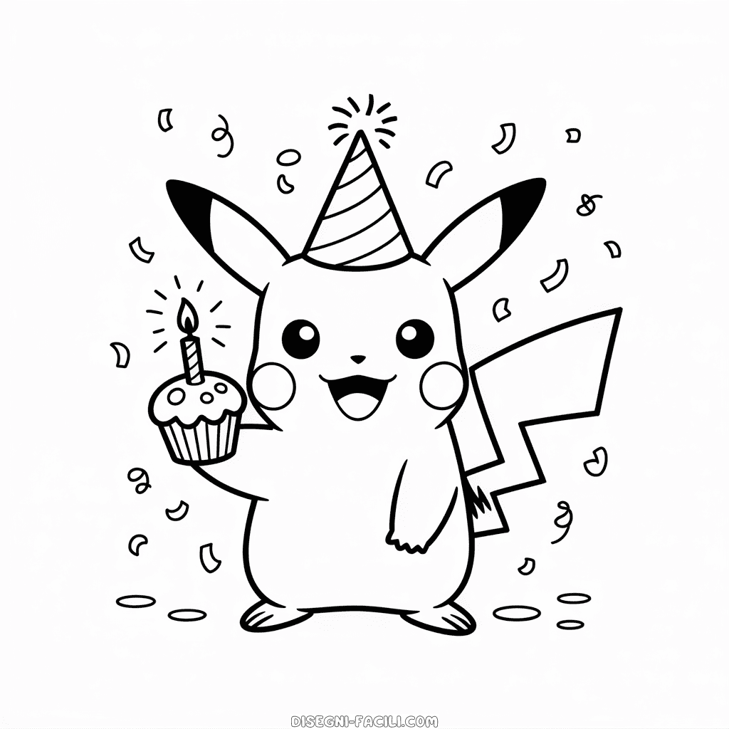 Disegno Facile di Compleanno di Pikachu