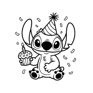 Disegno Facile di Compleanno di Stitch