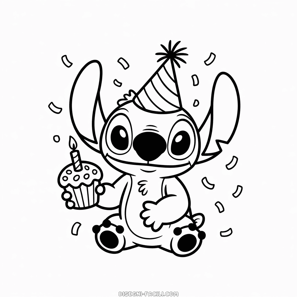 Disegno Facile di Compleanno di Stitch