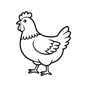 Disegno Facile di Gallina in Bianco e Nero