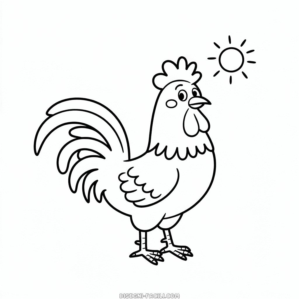 Disegno Facile di Gallo dei Cartoni Animati