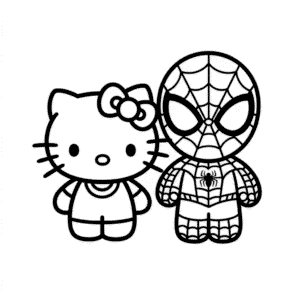 Disegno Facile di Hello Kitty e Spider-Man