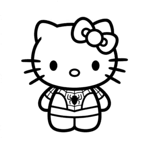 Disegno Facile di Hello Kitty in costume da Spider Man