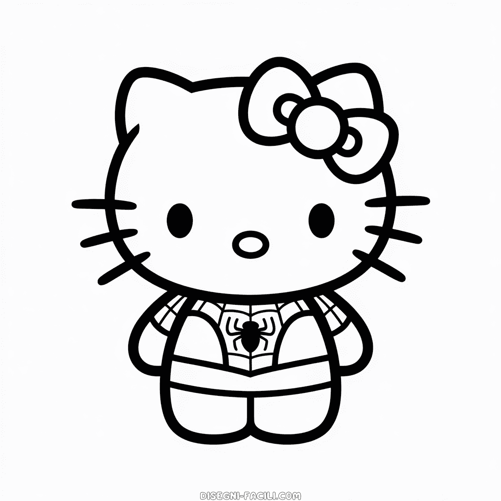 Disegno Facile di Hello Kitty in costume da Spider Man