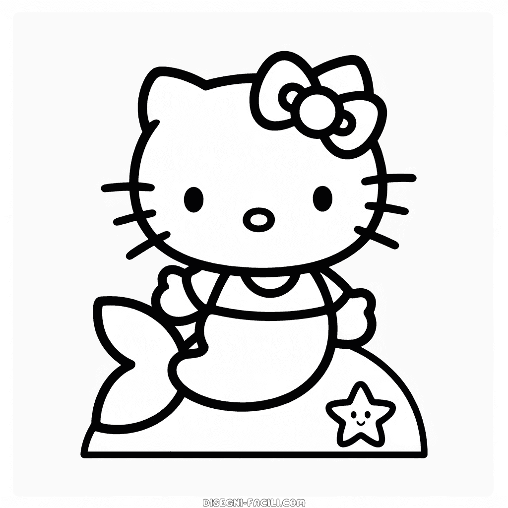 Disegno Facile di Hello Kitty Sirena