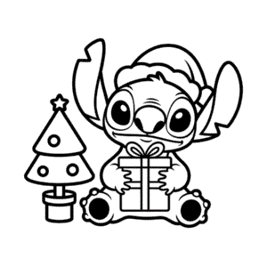 Disegno Facile di Il regalo di Natale di Stitch