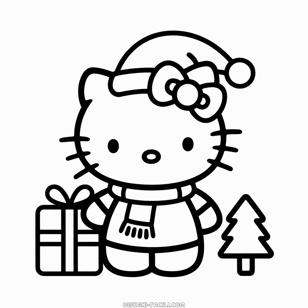 Disegno Facile di Natale di Hello Kitty