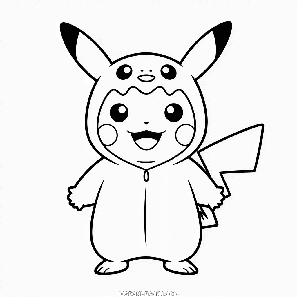 Disegno Facile di Pikachu indossa il Costume