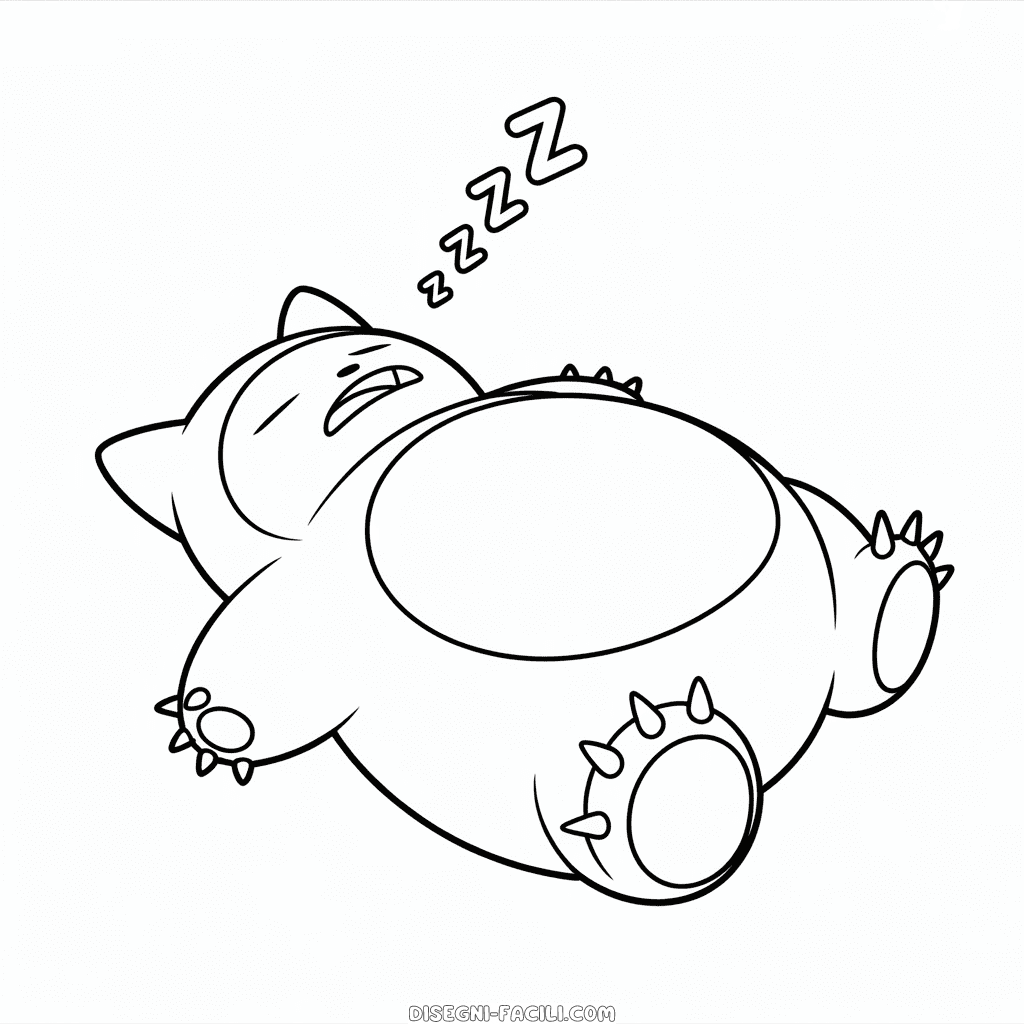 Disegno Facile di Snorlax Dormiente