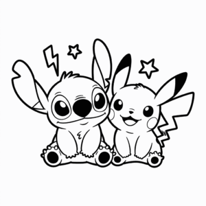 Disegno Facile di Stitch e Pikachu