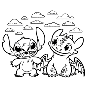 Disegno Facile di Stitch e Sdentato