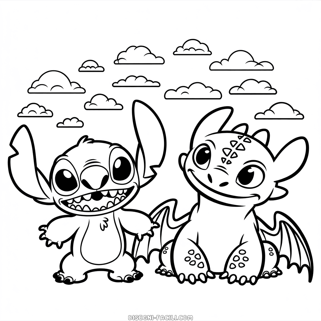 Disegno Facile di Stitch e Sdentato