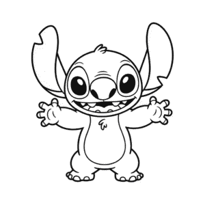 Disegno Facile di Stitch in Bianco e Nero