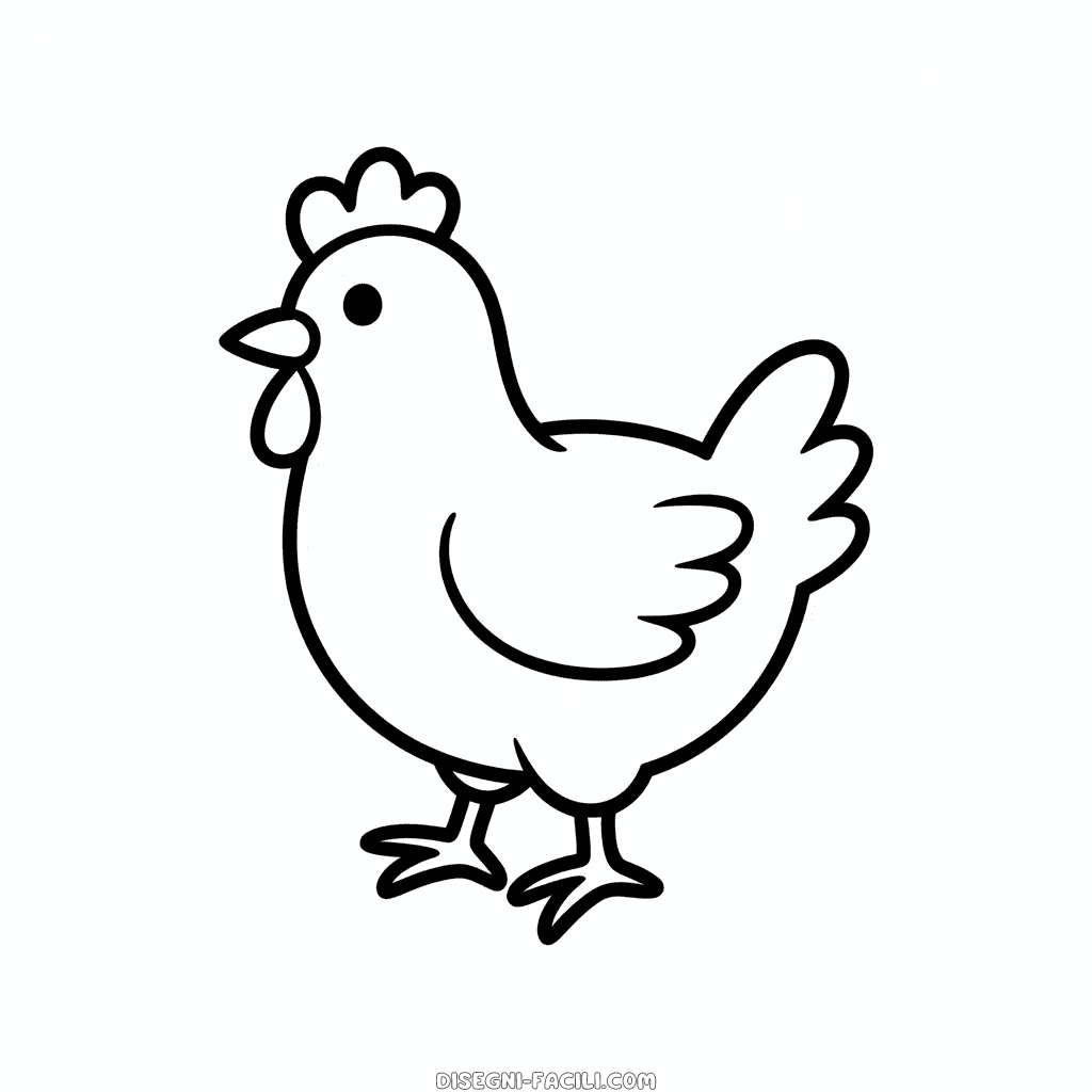 Disegno Facile di una Gallina Carina