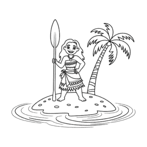Disegno Facile di Vaiana sull'Isola