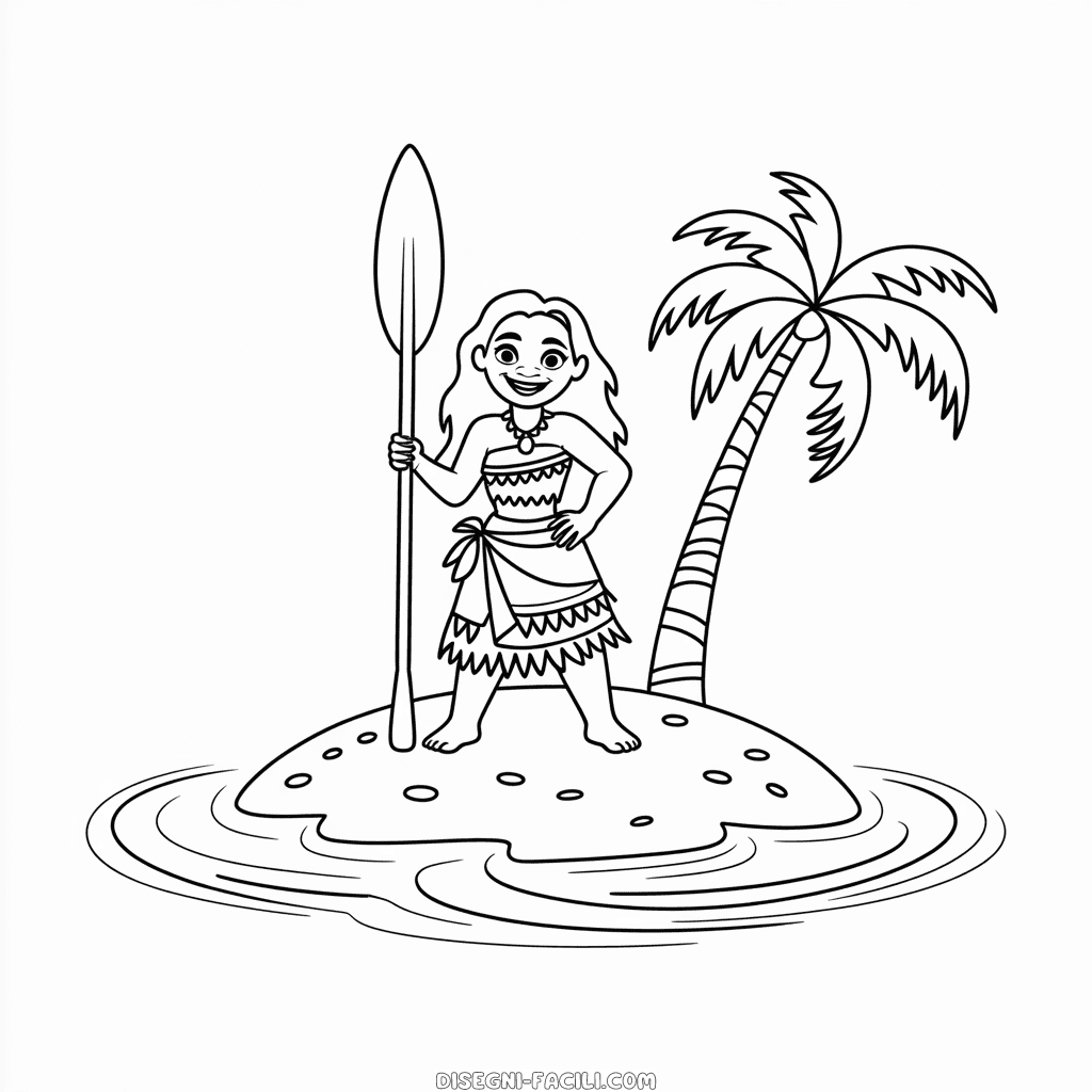 Disegno Facile di Vaiana sull'Isola