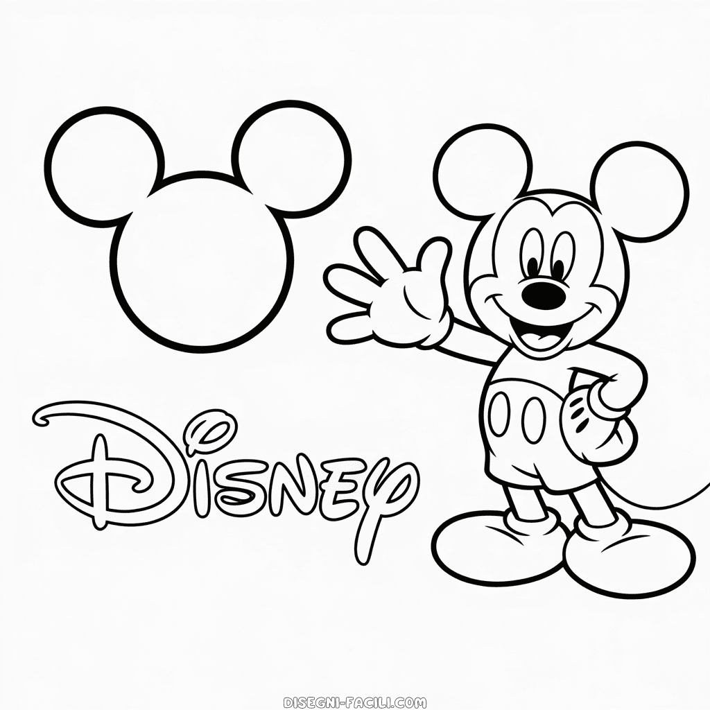 Disegno Facile di Adorabile Topolino Cartone Disney