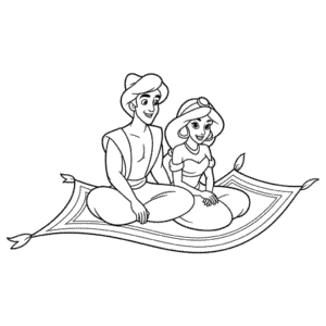Disegno Facile di Aladdin e Jasmine sul Tappeto
