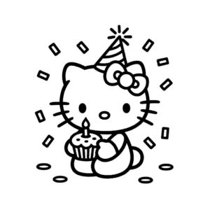 Disegno Facile di Compleanno di Hello Kitty