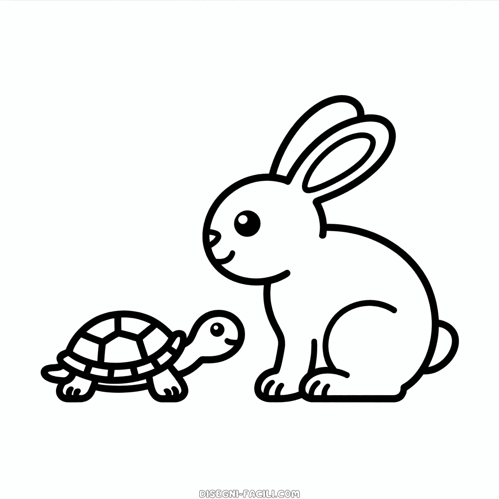 Disegno Facile di Coniglio con Tartaruga