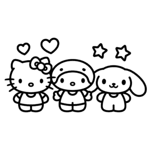 Disegno Facile di Hello Kitty e Amici