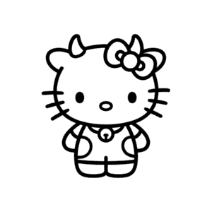 Disegno Facile di Hello Kitty in Costume da Mucca