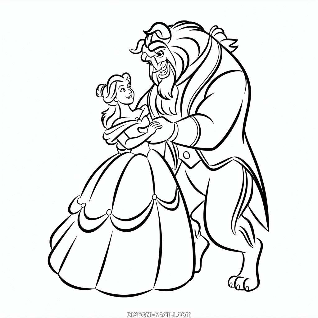 Disegno Facile di La Bella e la Bestia Disney